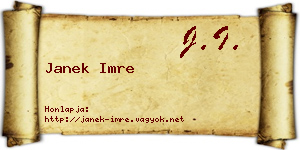 Janek Imre névjegykártya